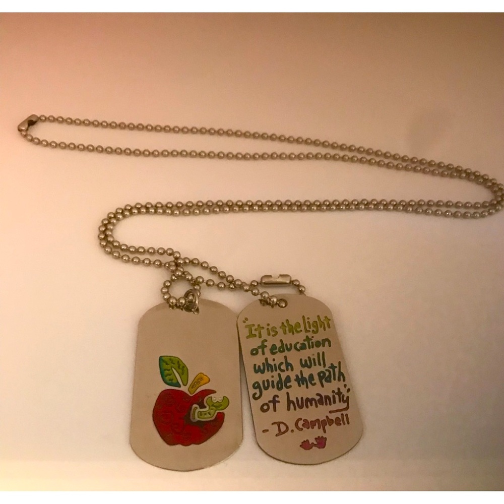Two Hands Metal Education-Themed Dog Tags Necklace
